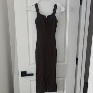 H&M Dark Brown Midi Dress